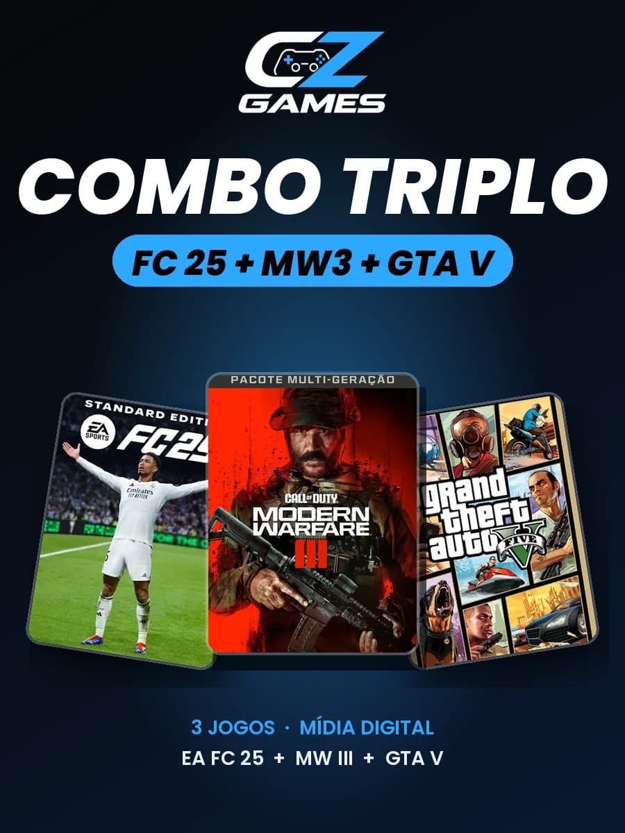 Pacote EA SPORTS FC 25 + Call of Duty: MW3 + GTA V